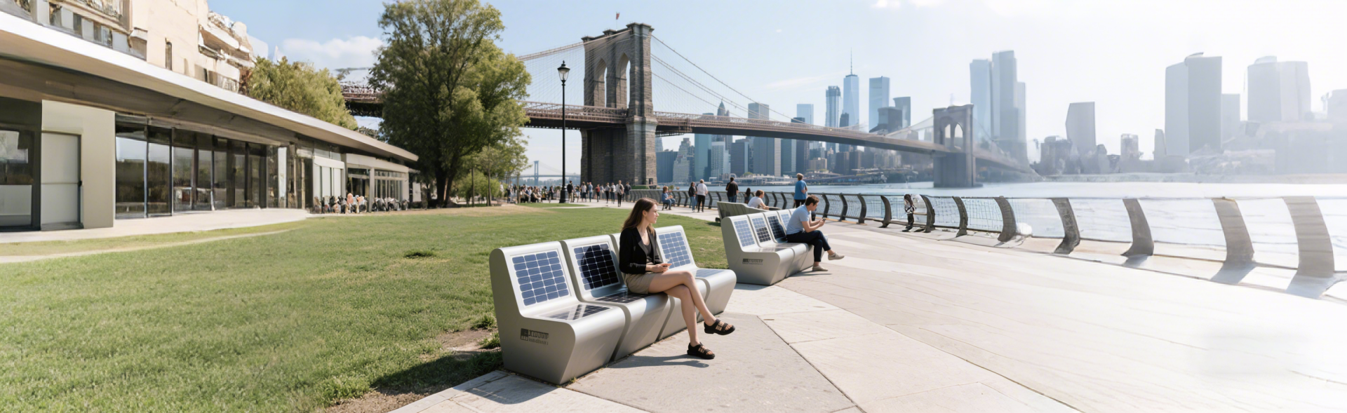 纽约公园太阳能座椅成网红